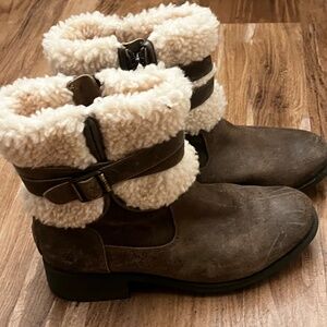 UGG Blayre III Waterproof Leather & Lined Sherpa Dove Women's Boots Sz 9